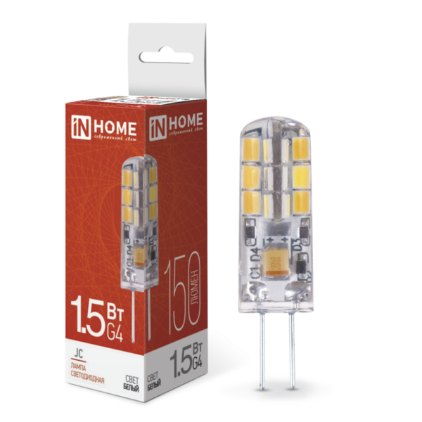 Лампа светодиодная LED-JC 1.5Вт 12В G4 6500К 150Лм IN HOME 3